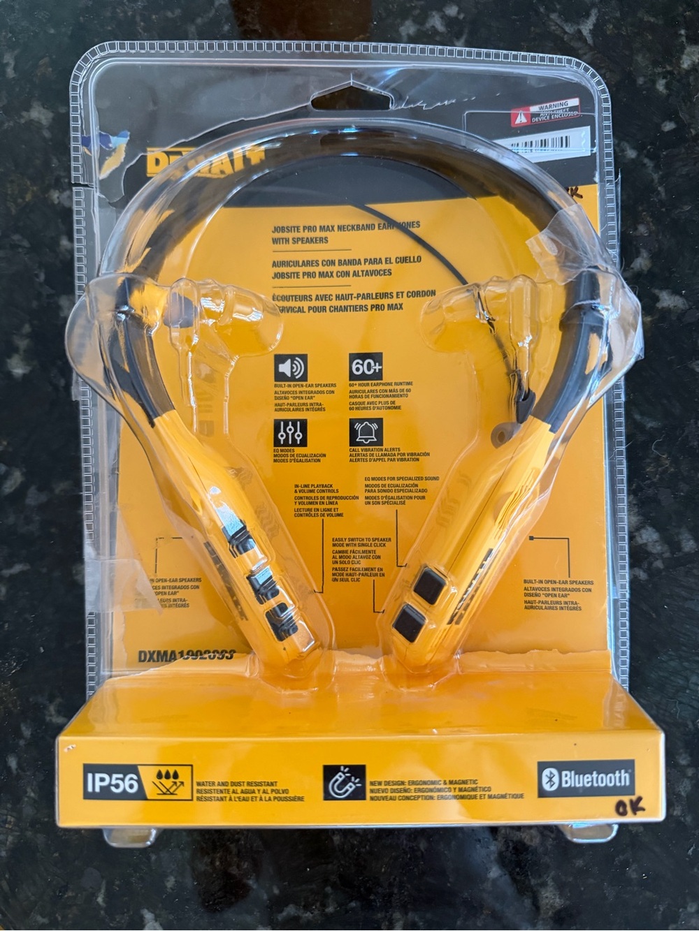 Dewalt Bluetooth Headphones 2-In-1 Neckband Built-In Speakers Job Site Ready